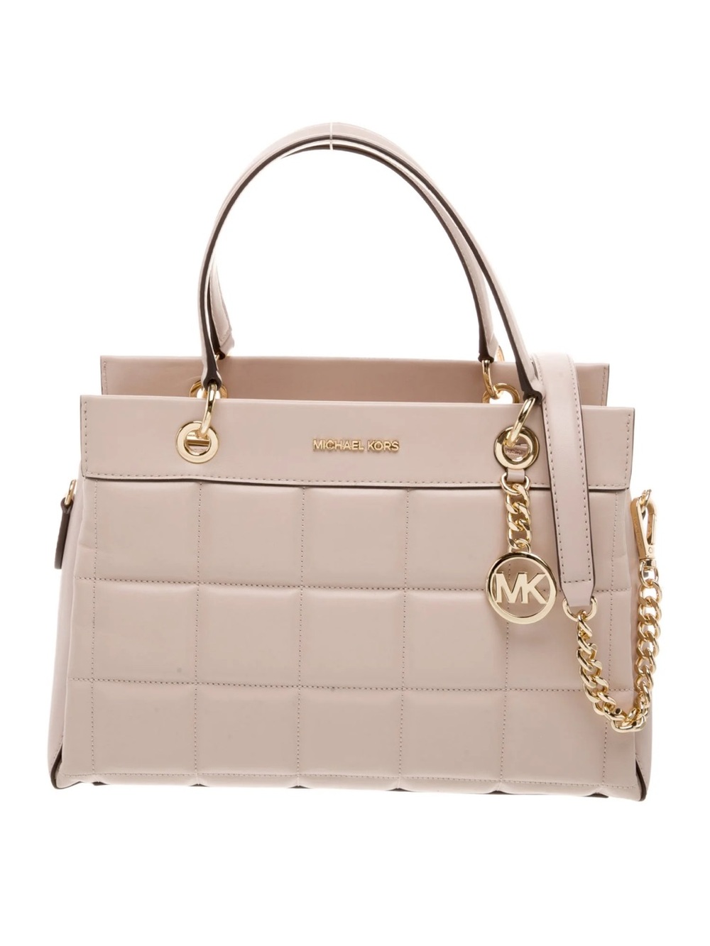 Michael Kors Beige Quilted Satchel with Gold Hardware